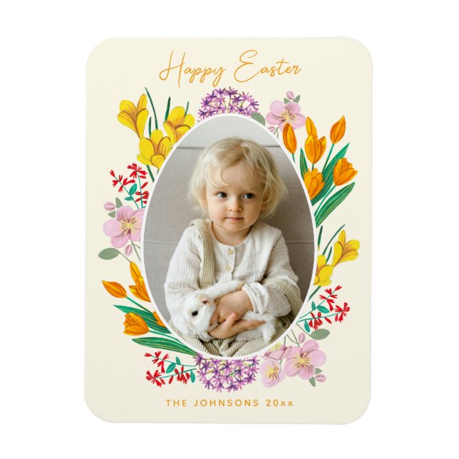 Magnet Flexible Carte de vacances Pâques florale (Vertical)