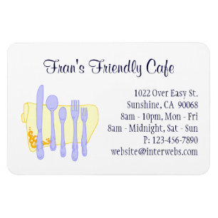 Magnet Flexible Carte de visite de restaurant bleu jaune personnal