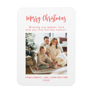 Magnet Flexible Carte de vœux de Noël photo de famille rouge Joyeu