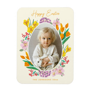 Magnet Flexible Carte de vœux de Pâques florale photo