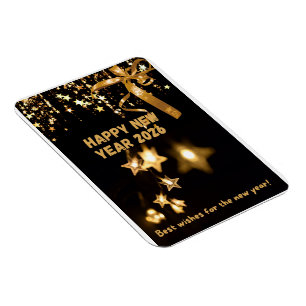 Magnet Flexible Carte de vœux étoile dorée Bonne Année 2026