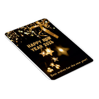 Magnet Flexible Carte de vœux étoile dorée Bonne Année 2026