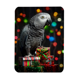 Magnet Flexible Carte de vœux festive avec un gris d'Afrique sur d