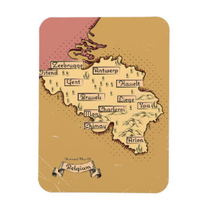 Magnet Flexible Carte de voyage Belgique Vintage