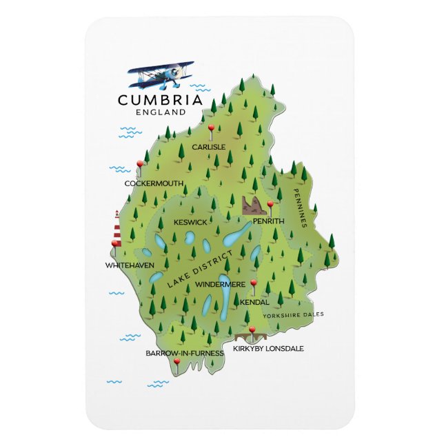 Magnet Flexible Carte de voyage Cumbria Angleterre poster de voyag (Vertical)