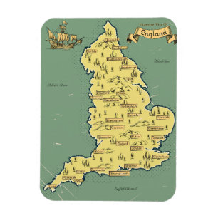 Magnet Flexible Carte de Voyage illustrée de l'Angleterre