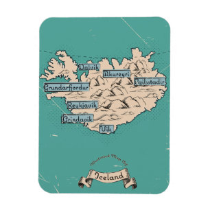 Magnet Flexible Carte de voyage illustrée Islande