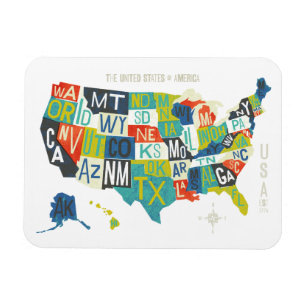 Magnet Flexible Carte des Etats-Unis d'impression typographique