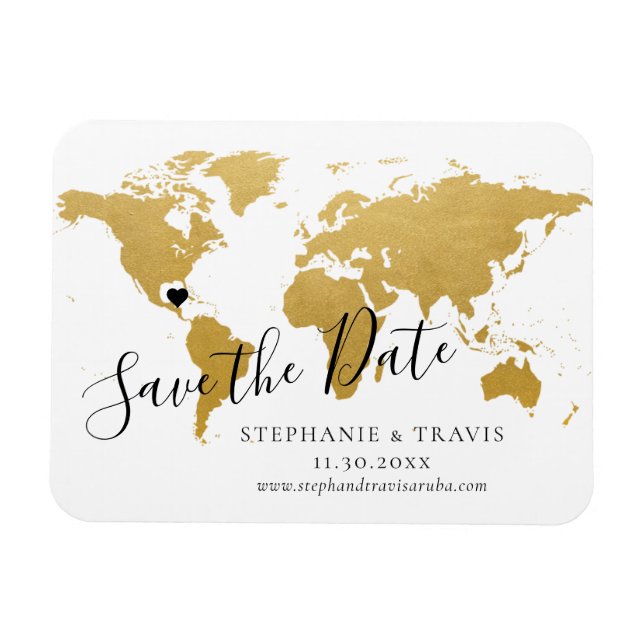 Magnet Flexible Carte d'or Mariage de destination Enregistrer la d (Horizontal)
