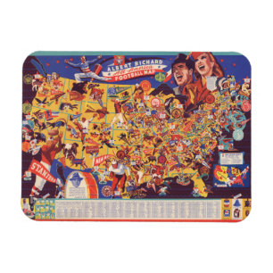 Magnet Flexible Carte du football Vintage américain