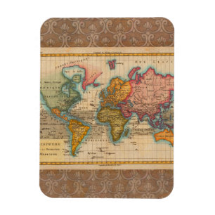 Magnet Flexible Carte du monde 1700s Antique Continents