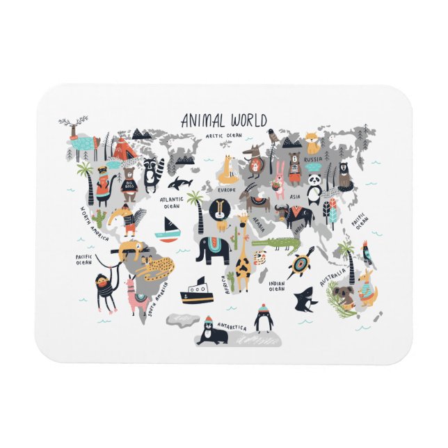 Magnet Flexible Carte du monde animal (Horizontal)