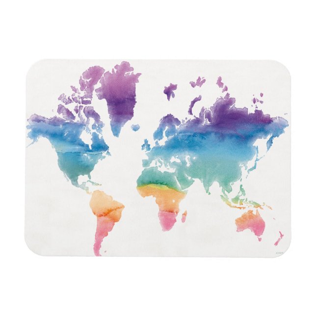 Magnet Flexible Carte du monde aquarelle (Horizontal)