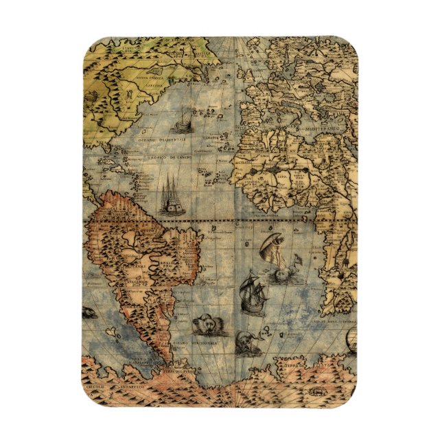 Magnet Flexible Carte du monde Forlani Antiquev 1565 Renaissance (Vertical)