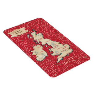 Magnet Flexible Carte du Poster vintage du Royaume-Uni