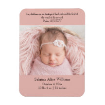 Carte Faire-part de naissance chrétienne - rose et
