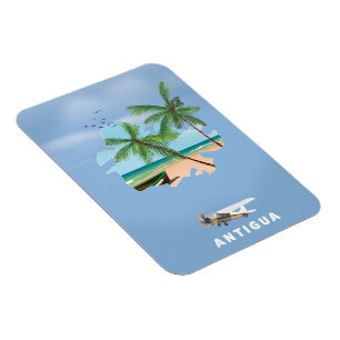 Magnet Flexible Carte illustrée d'Antigua affiche de voyage