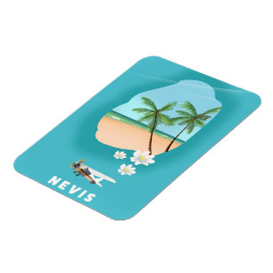 Magnet Flexible Carte illustrée de l'île de Nevis, Caraïbes.