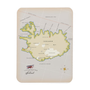 Magnet Flexible Carte illustrée de l'Islande