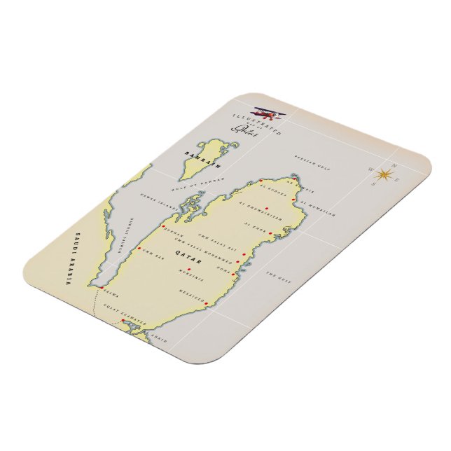 Magnet Flexible Carte illustrée du Qatar (Côté Gauche)