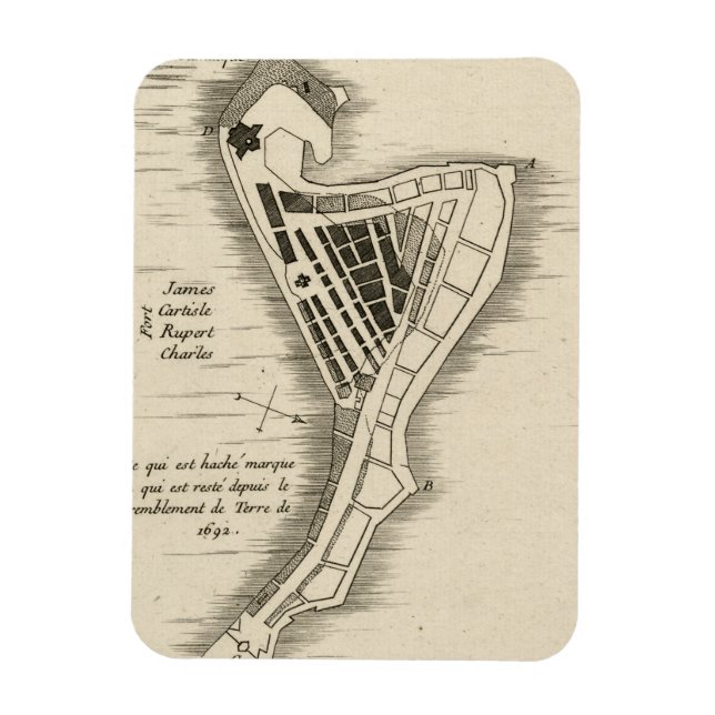 MAGNET FLEXIBLE CARTE : JAMAICA, 1755 (Vertical)