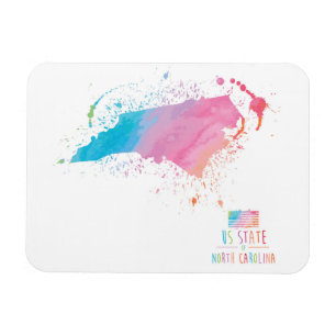 Magnet Flexible Carte la Caroline du Nord d'aquarelle