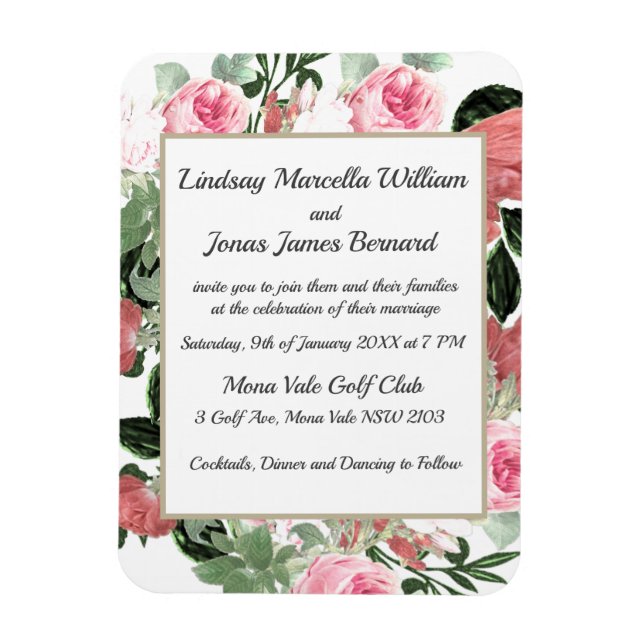 Magnet Flexible Carte magnétique Mariage rose Peach Magnolia Flora (Vertical)