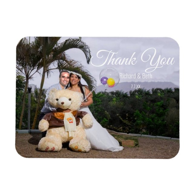 Magnet Flexible Carte Mariage Merci romantique (Horizontal)