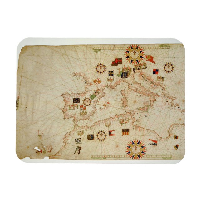Magnet Flexible Carte marine miniature de la Méditerranée centrale (Horizontal)