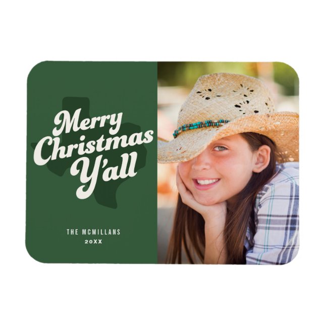 Magnet Flexible Carte photo de vacances *Joyeux Noël Y'all* (Horizontal)