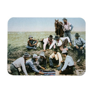 Magnet Flexible Carte postale dépeignant des cowboys jouant des