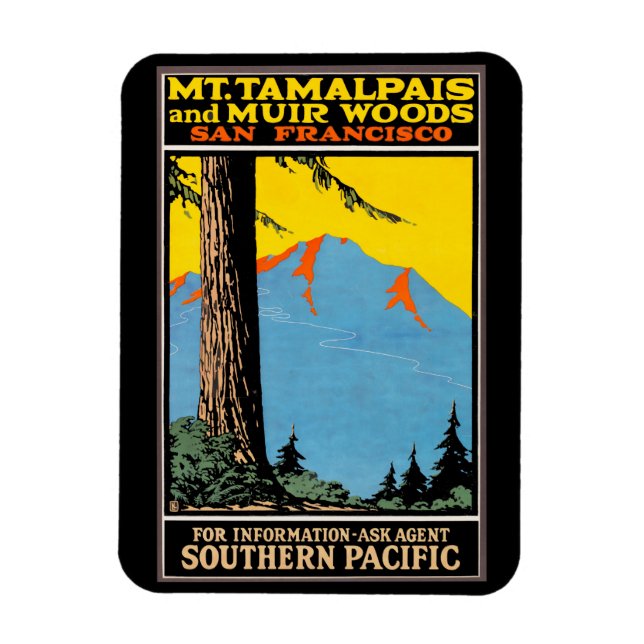 Magnet Flexible Carte Poster du Mont Tamalpais (Vertical)