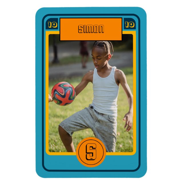 Magnet Flexible Carte Retro Blue Football inspirée Personnalisée (Vertical)