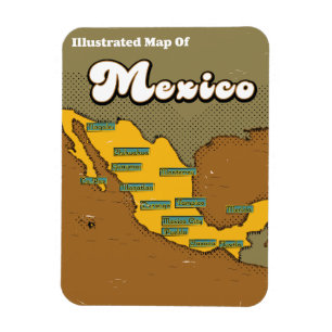Magnet Flexible Carte rétro du Mexique