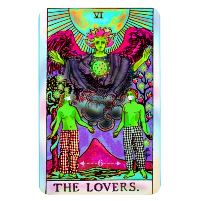 Magnet Flexible Carte Tarot Coronavirus Lovers (Vertical)