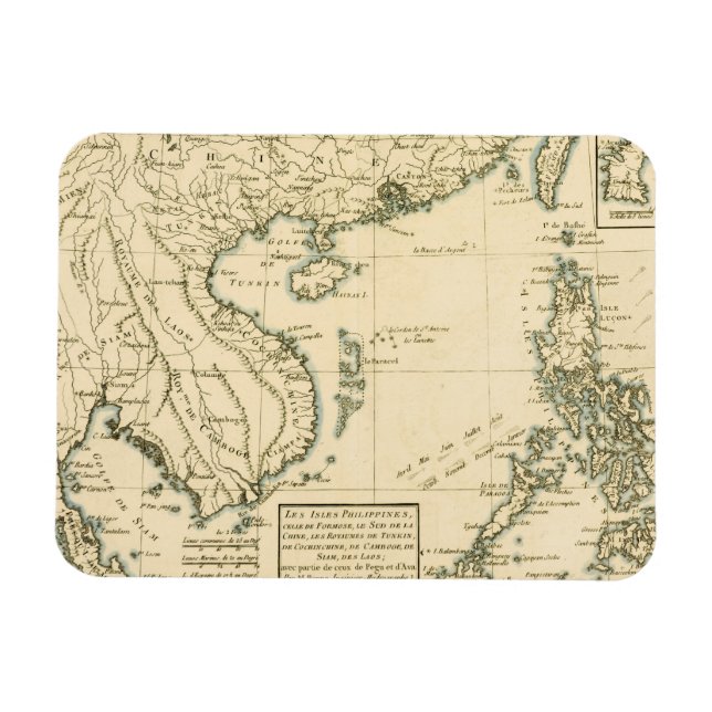 Magnet Flexible Carte vintage de l'Inde | Océan Indien (Horizontal)