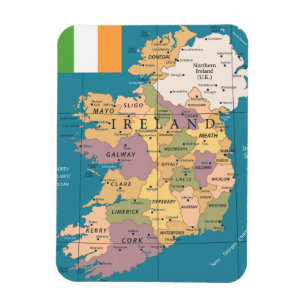 Magnet Flexible Carte vintage de l'Irlande