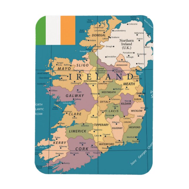 Magnet Flexible Carte vintage de l'Irlande (Vertical)