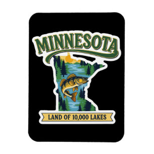 Magnet Flexible Carte vintage du Minnesota, terre des 10000 lacs