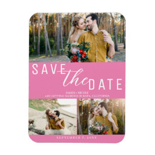 Magnet Flexible Cartes de Sauvegarde Rose Bubble Gum Mariage 3 Pho