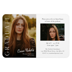 Magnet Flexible Cartes d'invitation de fin d'études modernes verti