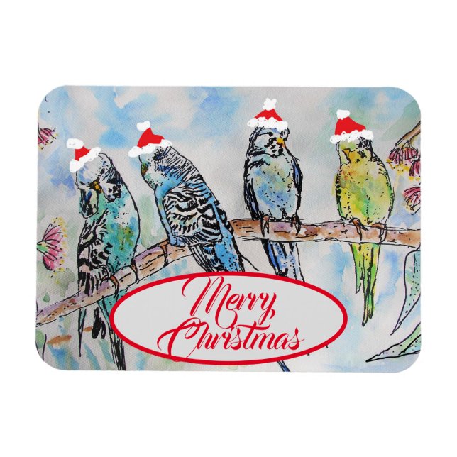 Magnet Flexible Cartes d'oiseaux amusantes pour Noël Père Noël Bud (Horizontal)