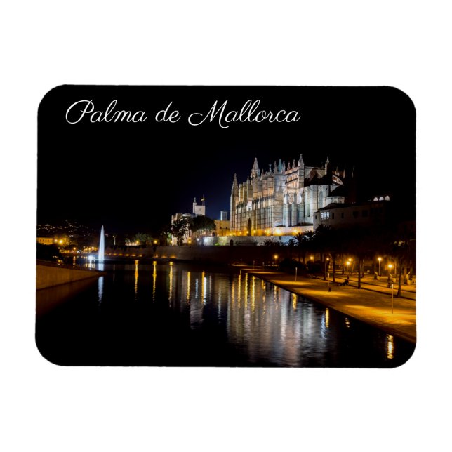 Magnet Flexible Cathédrale de Palma de Majorque la nuit - Espagne (Horizontal)
