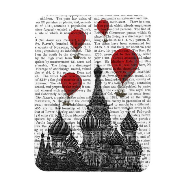 Magnet Flexible Cathédrale St Basil et Ballons rouges à air chaud (Vertical)