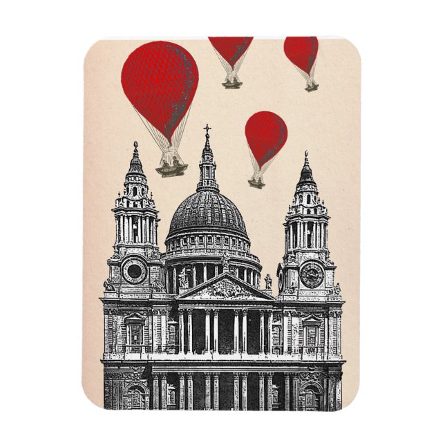 Magnet Flexible Cathédrale St Pauls et Ballons Red Hot Air (Vertical)