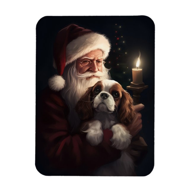 Magnet Flexible Cavalier King avec le Père Noël Festif Noël (Vertical)
