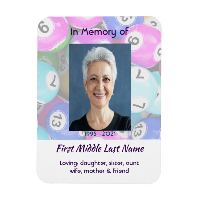 Magnet Flexible Celebration of Life Keepsake invite Bingo Game  (Vertical)