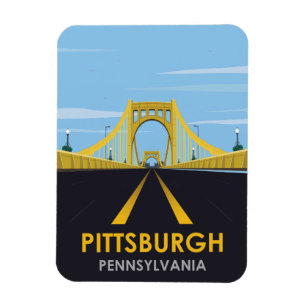 Magnet Flexible Centre-ville de Pittsburgh, Vintage voyage de PA B