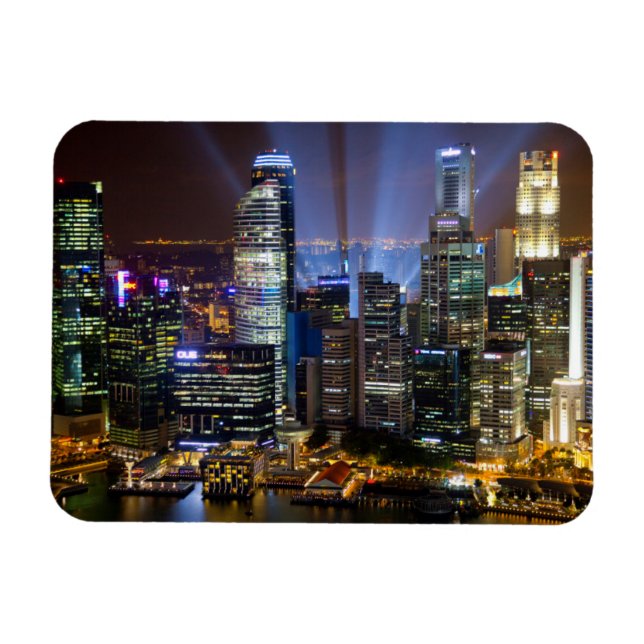 Magnet Flexible Centre-ville de Singapour la nuit (Horizontal)