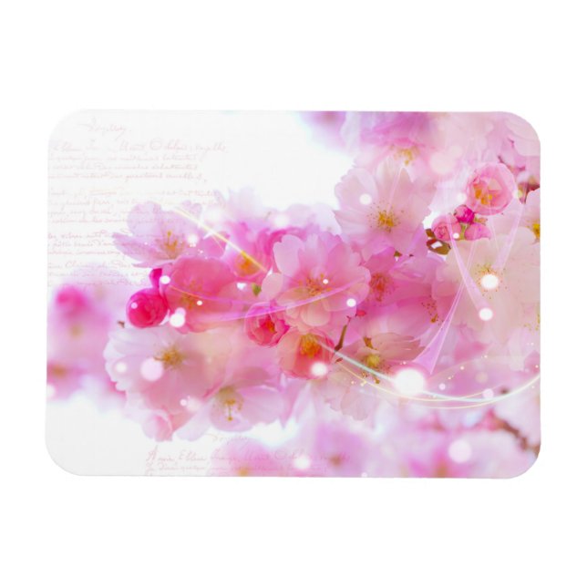 Magnet Flexible Cerisier japonais aux fleurs rose pastel (Horizontal)